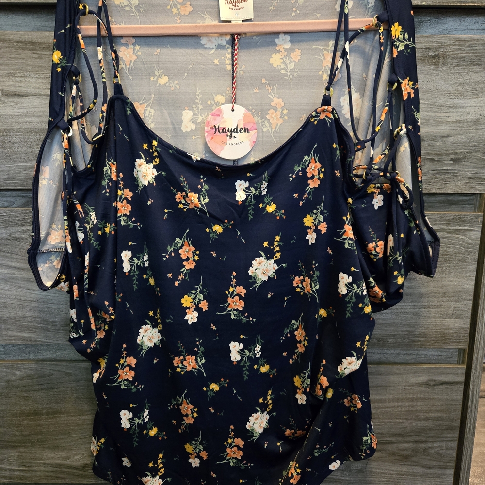 Hayden Floral Navy and Orange Blouse